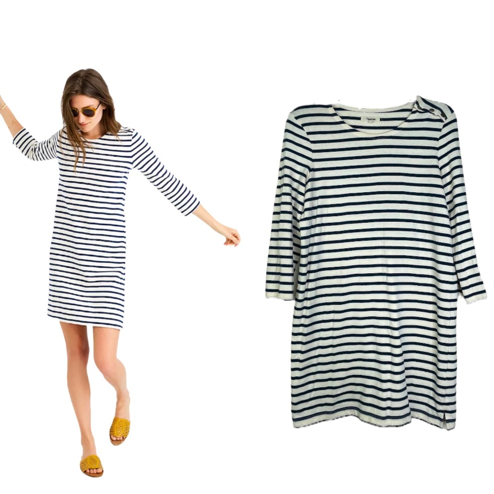 COPY - MADEWELL wmns striped knit dress claf sleeve style F5172 blu
